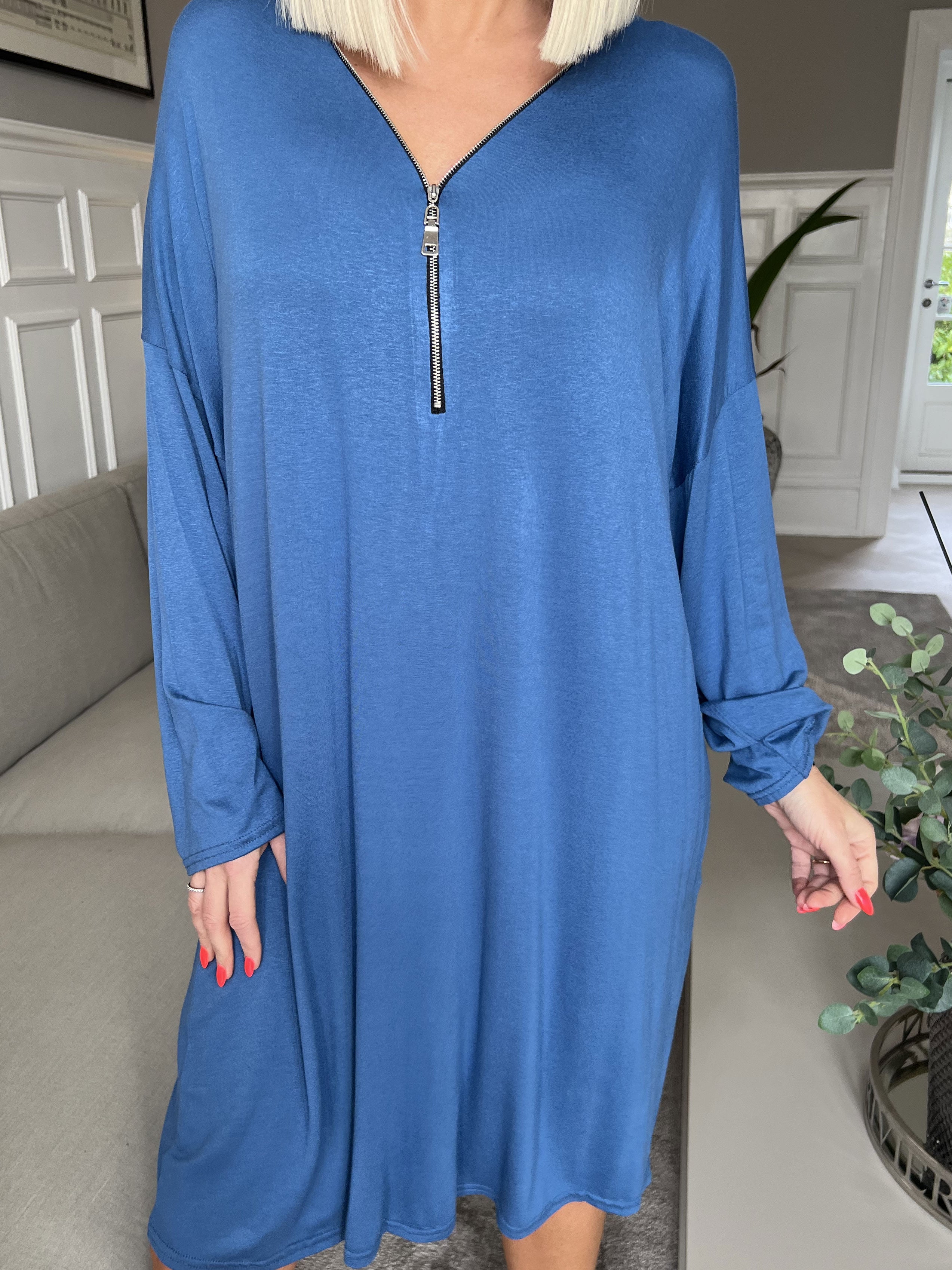 Lorenza plain - Tunikakjole i jersey med lynlås